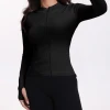 European and American zippered top, threaded long-sleeved top, high-elastic yoga wear, fitness and running sportswear worn outside Application Scenario